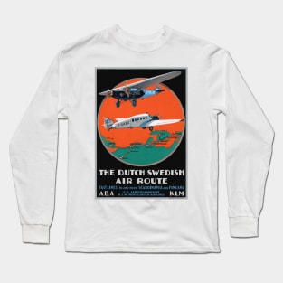 Dutch Swedish Air Route Vintage Poster 1930 Long Sleeve T-Shirt